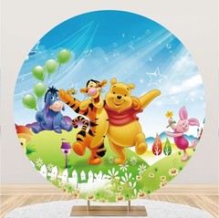 Round Winnie The Pooh Backdrop Circle Birthday Party Photo Background Banner