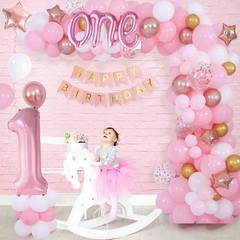 2Pcs Pastel Pink Balloon Set, 40inch Large Foil Light Pink Number 1 Balloon a…