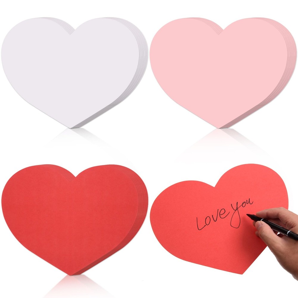 36 PCS 9.84×7.87 Inch Large Heart Paper Cutout Red Pink White Valentine DIY