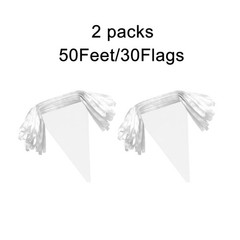 100 Feet White Pennant Banners Flags String Hanging Triangle Bunting Flags,Party
