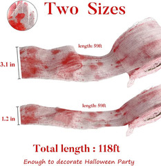 Bloody Cloth Halloween Decorations 118 Ft 2 Sizes, Creepy Cloth Gauze Spooky Fab