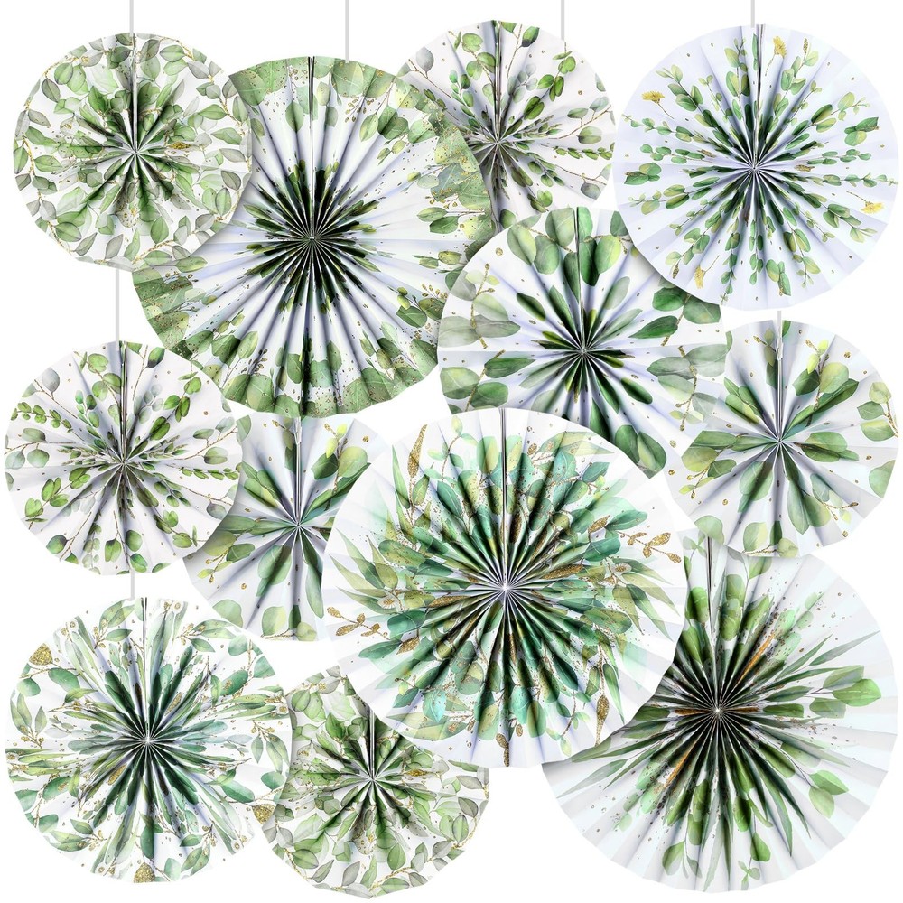 Weekgrat 18 Pcs Eucalyptus Paper Fans Colorful