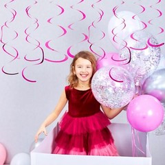30 PCS Party Swirl Decorations Hot Pink Shinny Foil Hanging