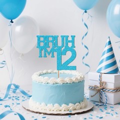 Blue Glitter Bruh I’m 13 Birthday Cake Topper Funny Boy Girl 13th Party Decor