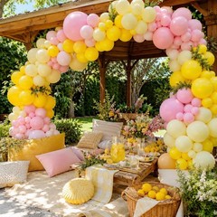 Pink and Yellow Balloon Arch Kit, 122Pcs Pastel Pink Yellow Balloons for Girl…