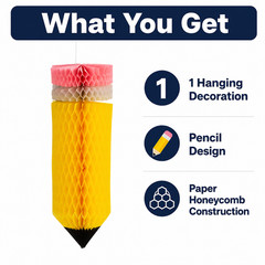 Pencil Hanging Honeycomb Decoration Classroom Teacher School Party Decor 12 In