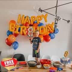 TONIFUL Light Orange Happy Birthday Balloons Banner