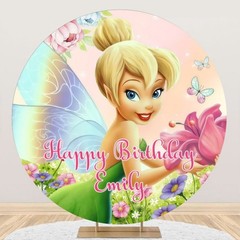 Round Tinkerbell Flower Fairy Tinker Backdrop Party Photo Birthday Background