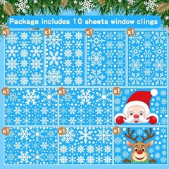 Lansian Christmas Snowflakes Window Clings 87 snowflake +250 snow dots, White