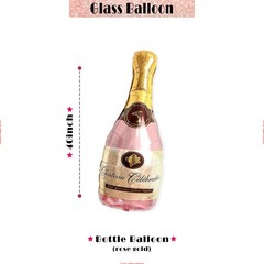 Gold Glitter Balloons for Bridal Shower with Champagne Bottle and Glass