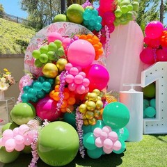 Tropical Balloons Set, 50 Pcs Hawaiian Party Balloons, 12 Inch Hot Pink Orang…
