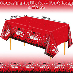 Class of 2026 Graduation Tablecloths Congrats Grad Party Decor Red Black 3 Pack