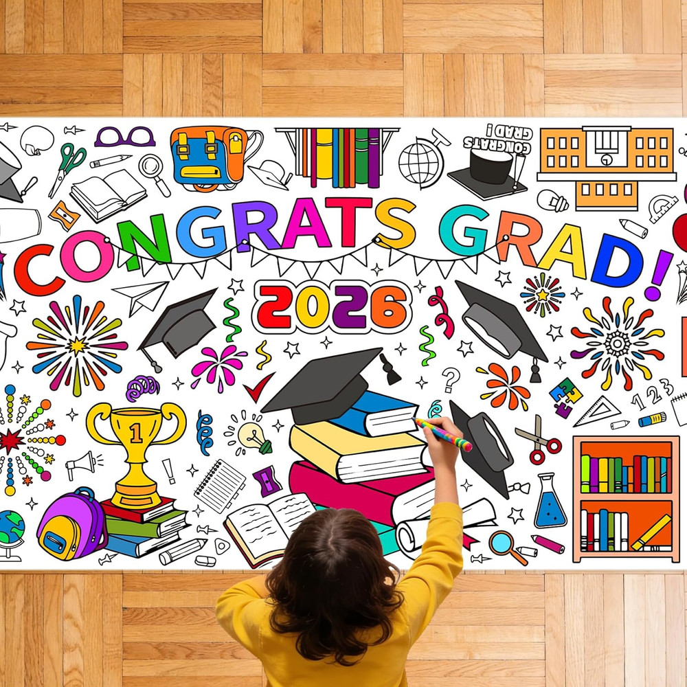 Graduation Coloring Tablecloth/Poster, Kindergarten Graduation Gifts, 72″ X 30″