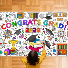 Graduation Coloring Tablecloth/Poster, Kindergarten Graduation Gifts, 72″ X 30″