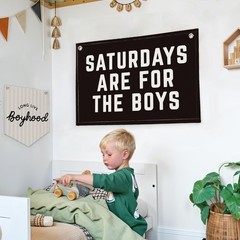 Boys Room Decor, Banner Flags for Bedroom, Linen Canvas Banner Wall Hanging F…