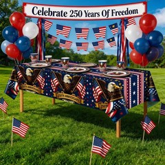 Vibrant 250th Anniversary Tablecloths for 4th of July and Memorial Day – 2 Pack