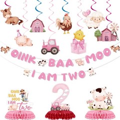 Farm Party Decorations – 13PCS Oink Baa Moo Im Party Decorations Banners Hang…