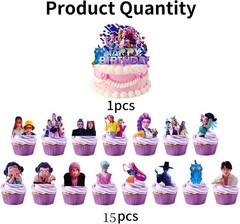 16-Pcs Anime Cake Decorating Kit – Includes Cupcake and Happy Birthday Toppers