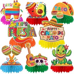 8PCS Cinco De Mayo Party Decorations, Mexican Fiesta Table Decorations Honeycomb