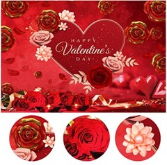 8x6ft Valentine’s Day Backdrop Beautiful Blossom Love Heart Valentine’s Day P…