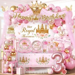 Her Royal Threeness Birthday Decorations – Complete Princess Theme 3rd Birthday