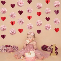 Dusty Rose Pink Party Decoration Tissue Flowers Pom Pom with Burgundy Red 3D …