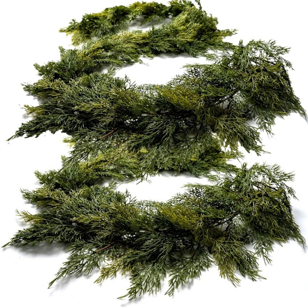 6ft Artificial Christmas Garland, Real Touch Cedar Pine Garland-Pine Wreath 2pc