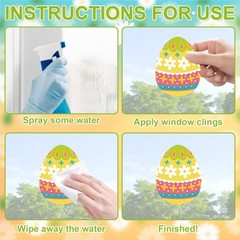 Happy Easter Egg Window Clings 6 Sheets, Green Pink Large Size, Multicolor