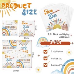 100 Pcs Here Comes the Son Baby Shower Decoration Disposable Boho Sunshine