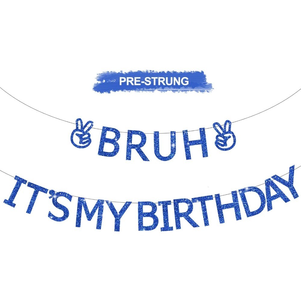 Pre-Strung Happy Birthday Banner with Glitter Letters Rope Included for Party