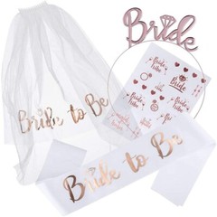 Bachelorette Party Decorations Bride To Be Sash Veil Tiara Temporary Tattoo Set