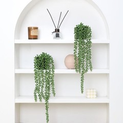 Floweroyal 2pcs Fake Hanging Plants Potted String of Type2-green-2pcs