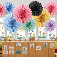 18 Pcs Graduation Hanging Paper Fans Composition Notebook Classroom Decoratio…