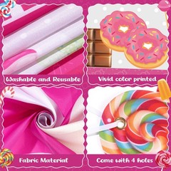 3 Pcs Candy Party Decorations Candy Theme Porch Banner Pink Sweet Candy Door …