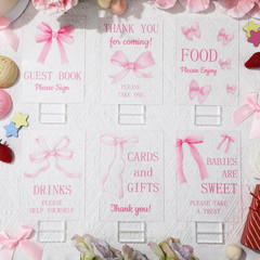 6 Pcs Pink Bow Baby Shower Table Decorations Pink Take One Acrylic Sign Coquette