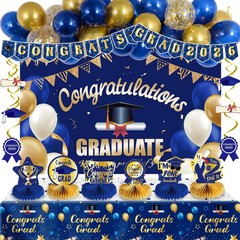 Blue and Gold Graduation Decorations 2026, Class of 2026 Graduation Party Dec…