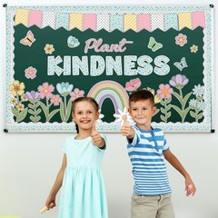 Plant Kindness Bulletin Board Set Spring Blue Floral Classroom Decor Cutouts