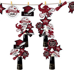 Graduation Decorations Maroon Black 2025/Burgundy Black Graduation Party Table D