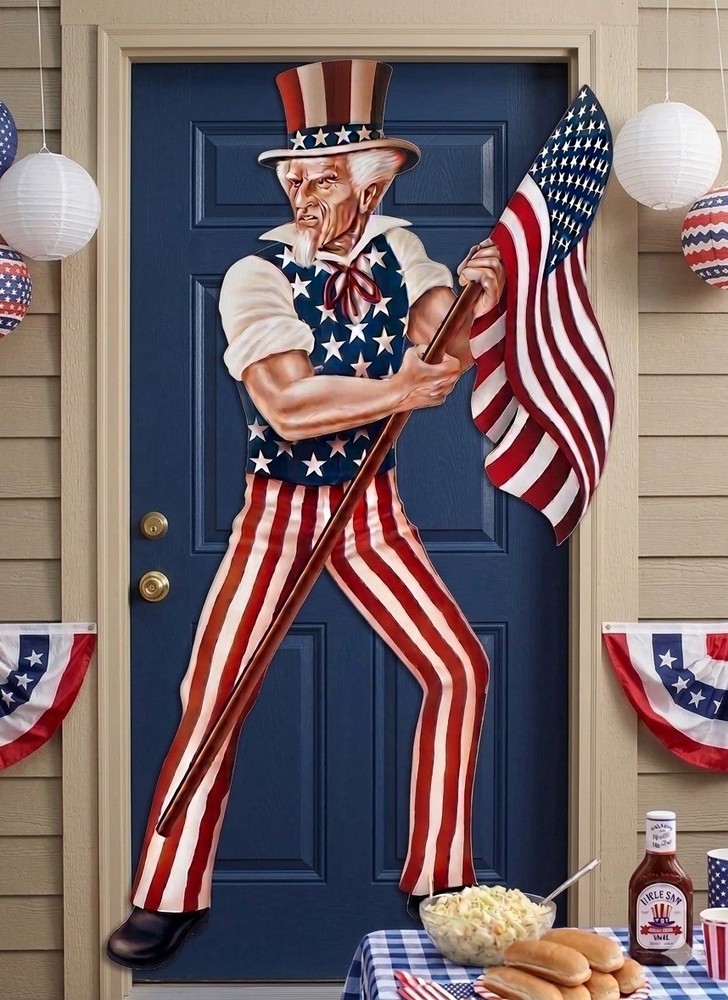 Uncle Sam 5½-Foot Tall Jointed 4th of July Flag Patriotic Wall Decoration. NEW
