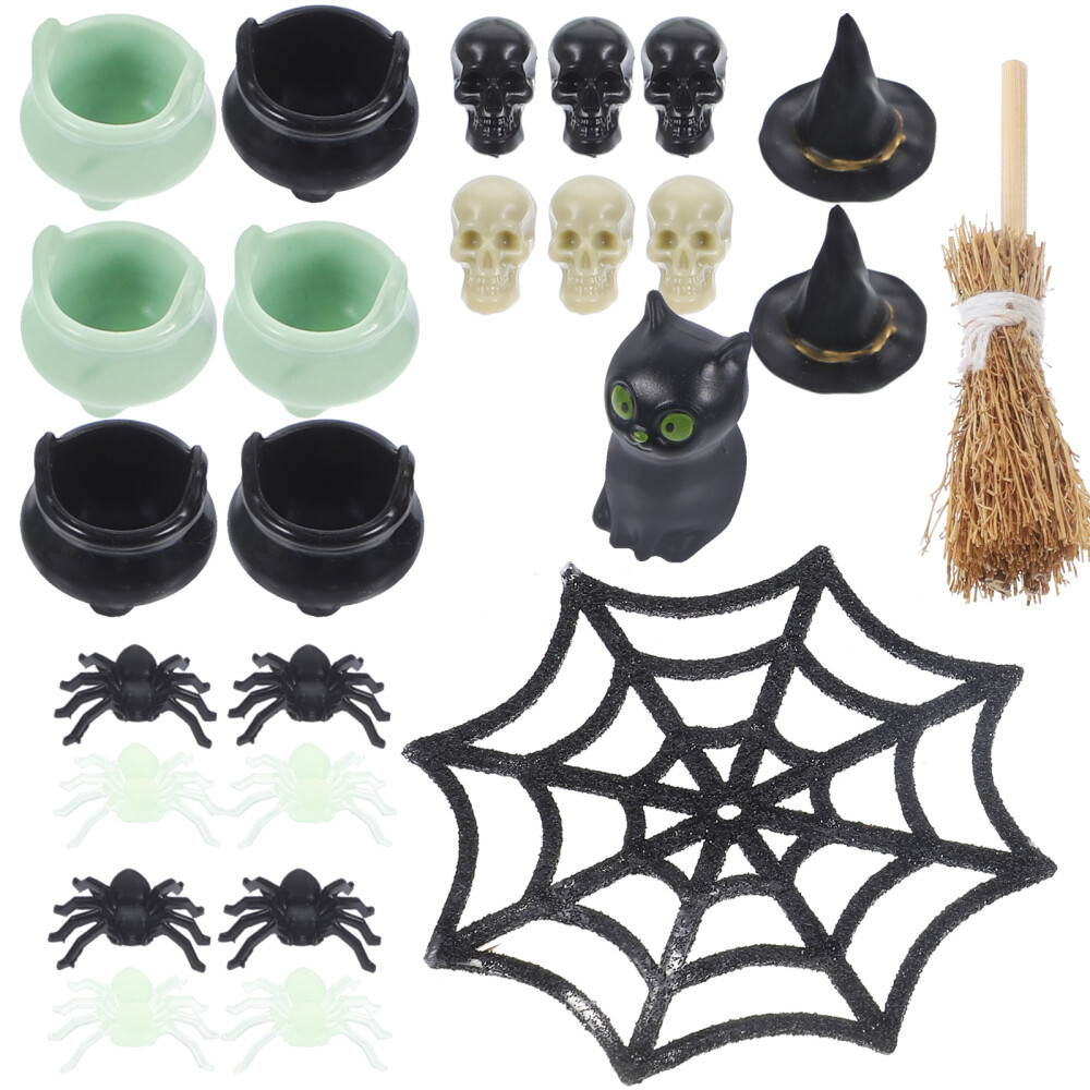 1 Set Miniature Halloween Things Decor Cake Decorations Home Mystery Crafts Hat