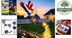 Modern Eagle Decorative Lights in Metal for Memorial Day and Independence Day