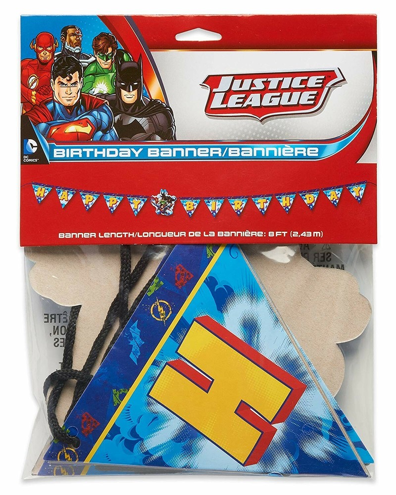 Justice League Party Banner Superman Batman Flash Superhero Birthday Party Décor