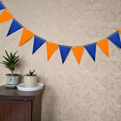 Navy Blue and Orange Pennant Banner 3 Pack Paper Triangle Flag Hanging Decora…