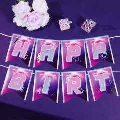Kpop Theme Birthday Party Decorations Set with Banner, Backdrop, Balloons, Ta…
