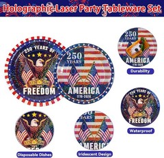 Iridescent 250th Anniversary Tableware Kit for 20 – Perfect for 4th of July