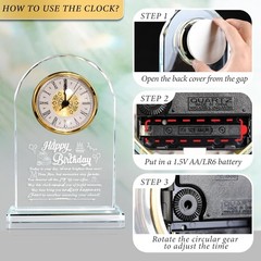 Happy Birthday Crystal Plaque with Clock – Perfect Gift for Loved Ones NEW