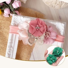 30Pcs 2″ Chiffon Flowers with Rhinestone Pearl Sewing Fabric Flowers, Dark Green