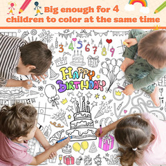 Birthday Coloring Tablecloth, 40X28 Inch Coloring Poster Coloring Table Cloth fo