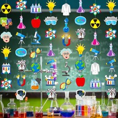 8pcs Science Party Hanging Garlands Science Birthday Party Decorations Chemis…