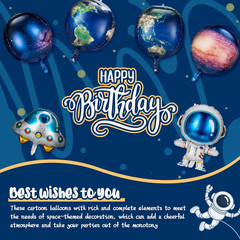 8 Pieces Outer Galaxy Space Balloons Large Inflatable Rocket Astronaut Earth Spa